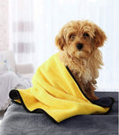 Dog Bath Towel - Super Absorbent Microfiber Dog Towel for Small Medium Large Dogs and Cat, Yellow & Grey 19.7" X 39.4"